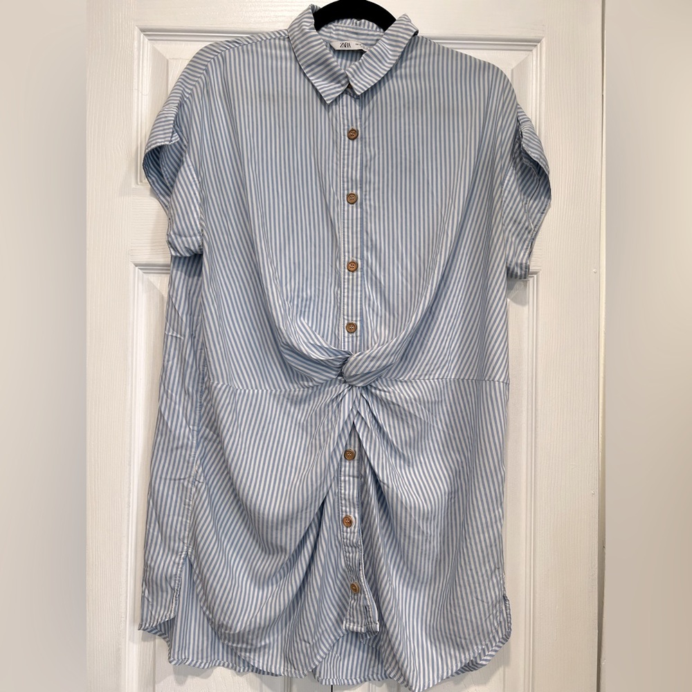 Blue and white stripe Zara summer shirt